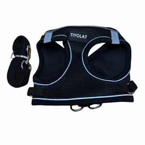 Black and Gray Cat Harness and Leash Set